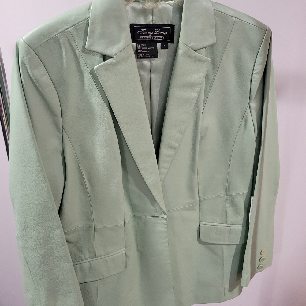 Mint green leather jacket